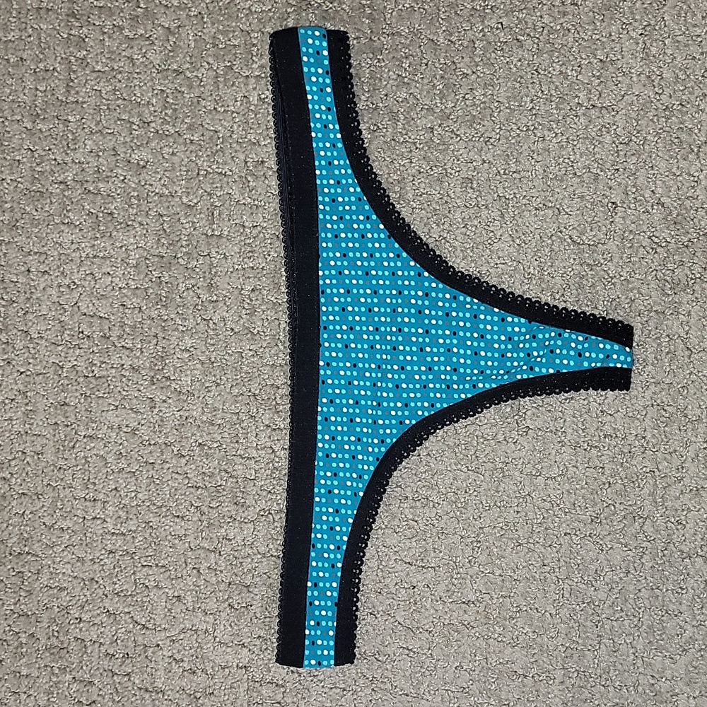 NWOT Earth Angels Small Thong Teal with Polka Dots